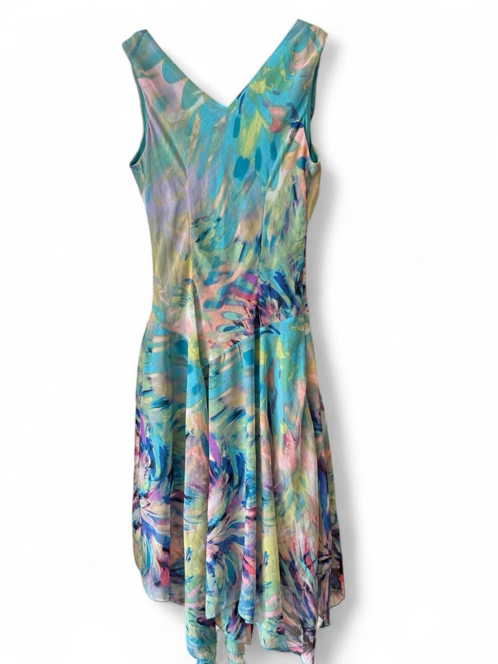 Rabbit Rabbit Rabbit Teal Multi-Color Asymmetrical Floral Dress - Picture 5 of 6